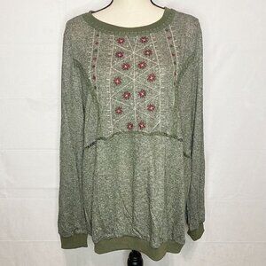 NWT Annabelle Green Embroidered Pullover Cottage Core Sz 2XL